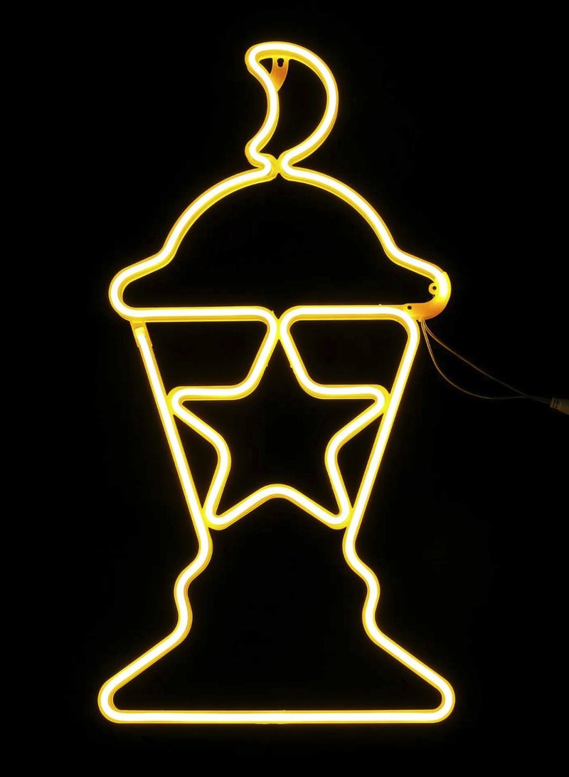 Yuwell Neon Light Lantern Ramadan Decoration LED Lantern Ramadan Mubarak Wall & Tree Hanging Neon Lantern with Flexible Plastic Neon Light, Soft Warm Yellow Light for Home, Office & Eid & Ramadan Decor 47CM - Image 1